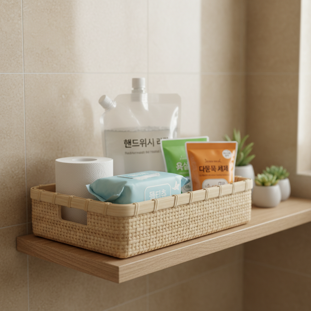 욕실용 보충분만 따로 모은 바구니 생성 이미지